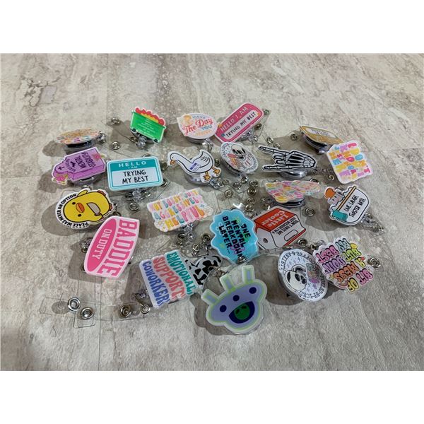Premium Funny Sarcastic Badge Reel  Clip Holders 24 Pcs