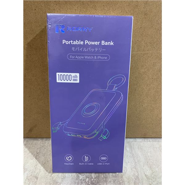 Rorry Portable Power Bank Keychain Built-in Cable Usb-C Port 10000mAh
