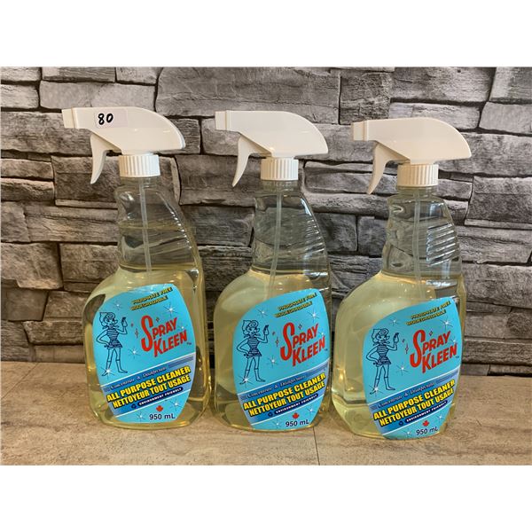 Lot of 3 Spray Clean All Purpose Cleaner 950ml Per Bottle