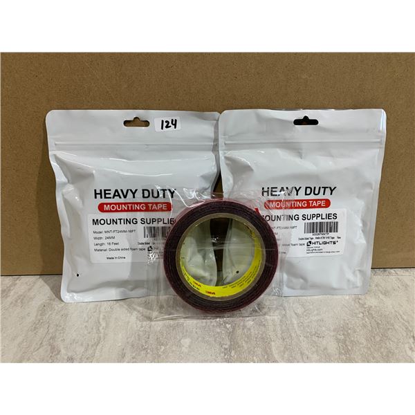 Lot of 2 Heavy Duty Mounting Tape 24mm Width x 16 Feet Long