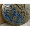 Image 2 : Vintage Siskiyou Belt Buckle Company Flying Eagle With Teal Enamel - (ALPACA)