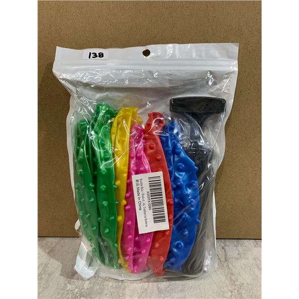 Lot of 6 Different Colored Knobby Rubber Balls w/ Pump