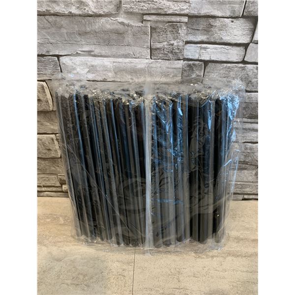 100 Pcs Individually Wrapped Black Bubble Tea Jumbo Plastic Straws