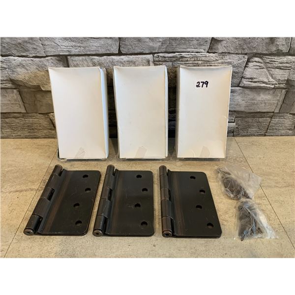 Lot of 3 - 3 Packs of Brass Colored Hinges
