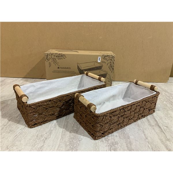 NAVARIS 2 x Natural Paper Rope Storage Baskets With Handle
