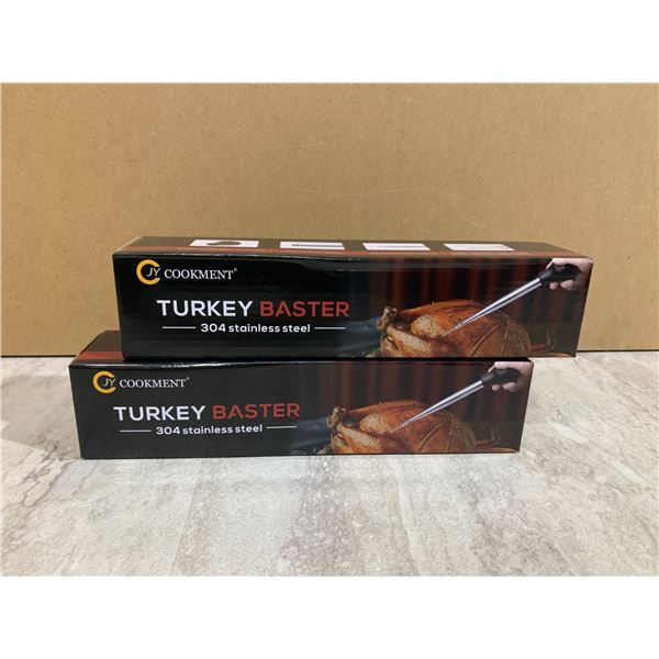 Lot of 2 JY Cookment Turkey Basters - 304 Stainless Steel