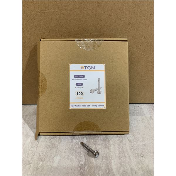#10x1-1/4 Hex Washer Head Self Tapping Screws - 100 Pack - 410 Stainless