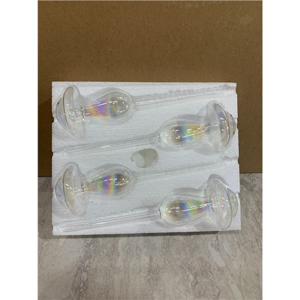 Iridescent Hand Blown Glass Mushroom Shaped Plant WateringGlobes Pack of 4