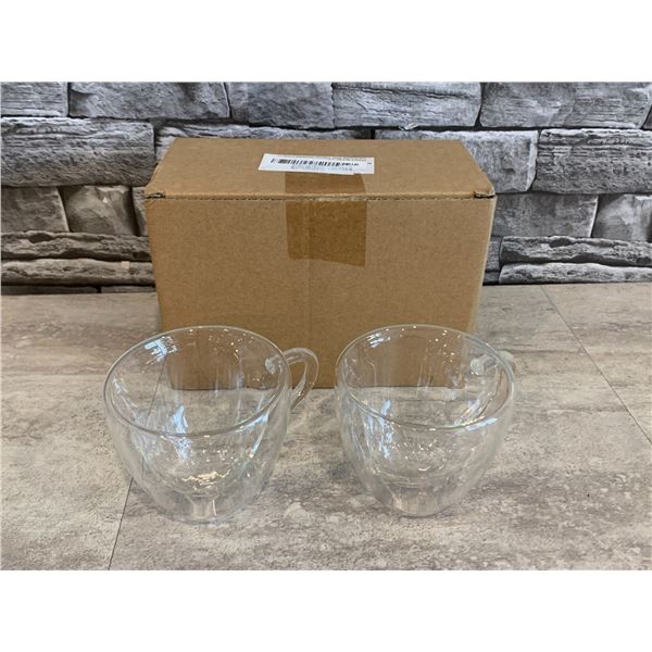 Lot of 2 Glass Coffee Espresso Cups - NEW