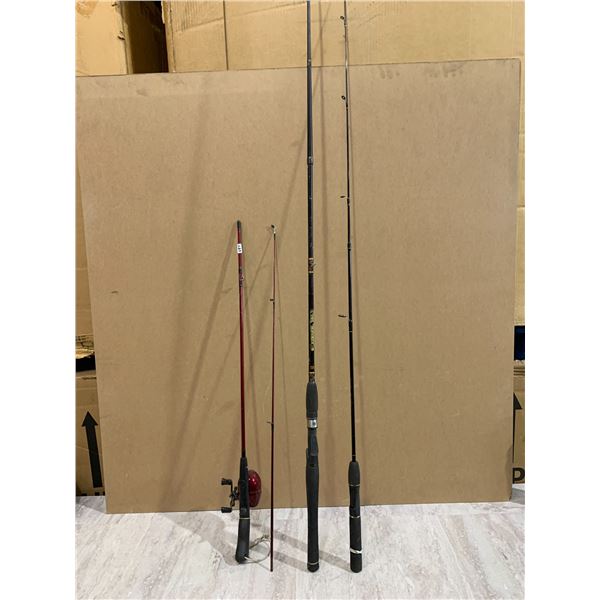 Lot of 3 Vintage Fishing Poles - One w/ Reel
