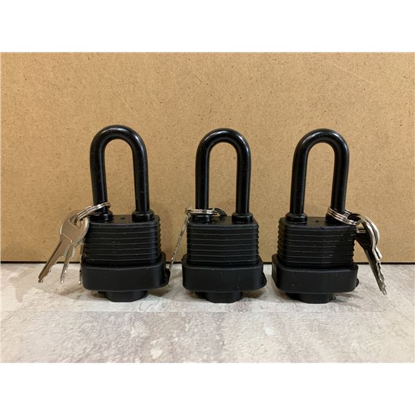 Pack of 3 Indoor / Outdoor Padlocks w/Keys