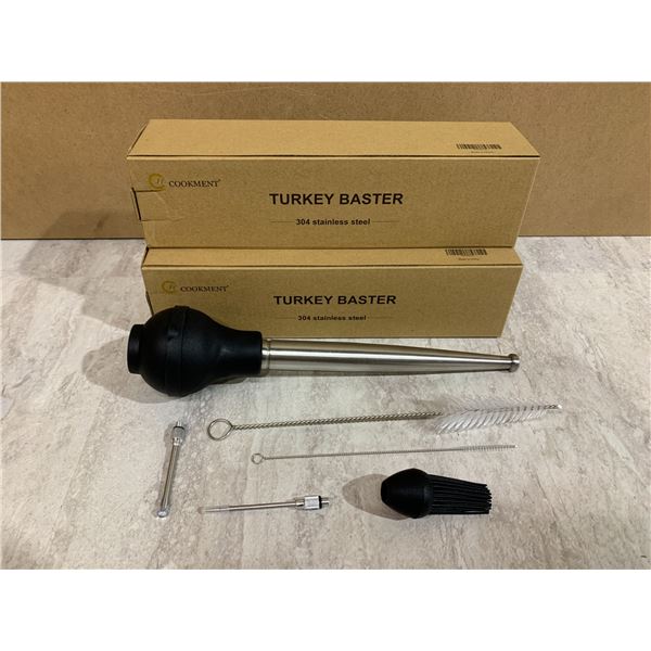 Lot of 2 JY Cookment Turkey Basters - 304 Stainless Steel