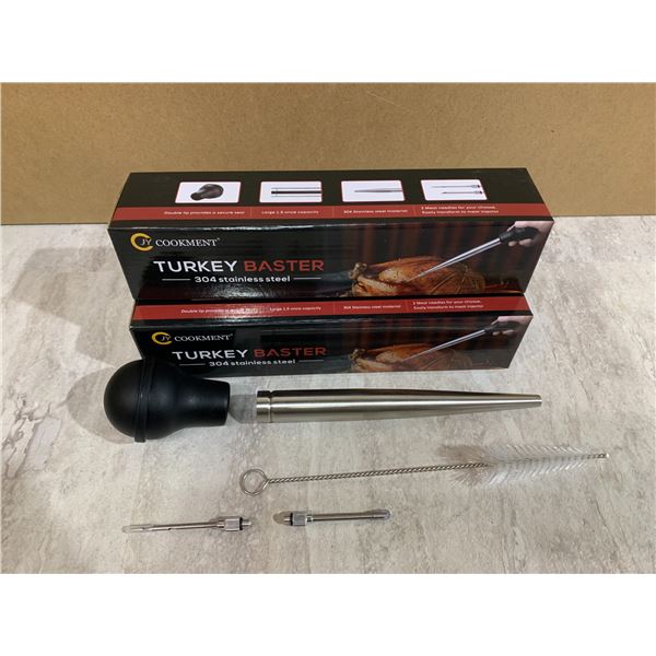 Lot of 2 Turkey Basters - 304 Stainless Steel