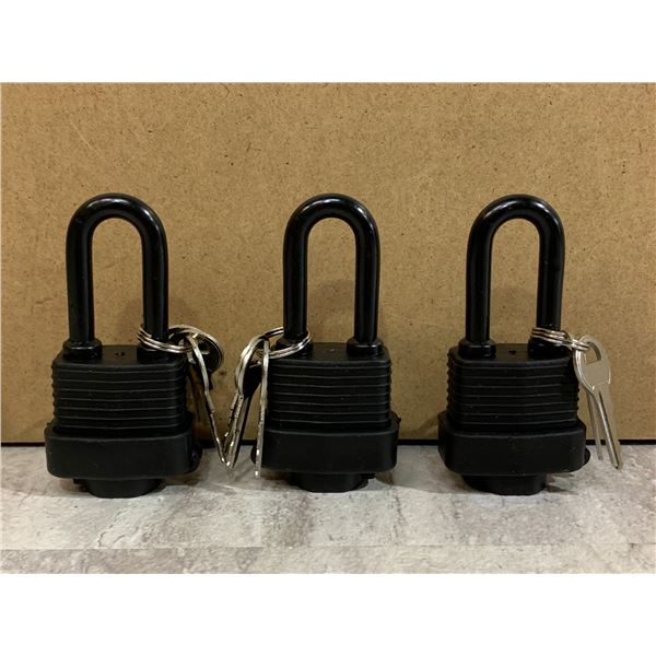 Pack of 3 Indoor / Outdoor Padlocks w/Keys