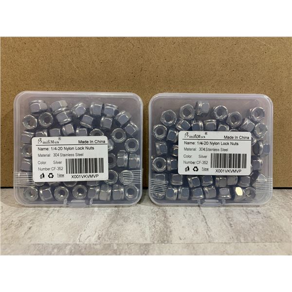 2 x 50 Pcs 1/4-20 Nylon Inserted Self Locking Nuts - 304 Stainless Steel