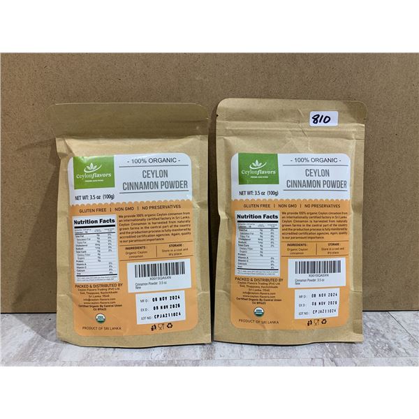 Lot of 2 Packs of 100% Organic Ceylon Cinnamon Powder