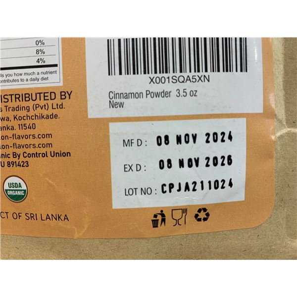 Lot of 2 Packs of 100% Organic Ceylon Cinnamon Powder