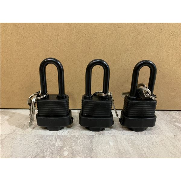 Pack of 3 Indoor / Outdoor Padlocks w/Keys