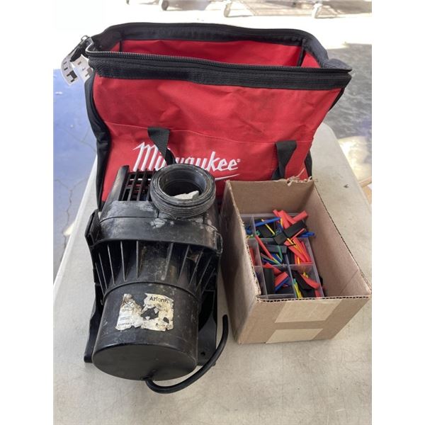 MILWAUKEE TOOL BAG WITH PUMP AND HEAT SHRINK TUBING