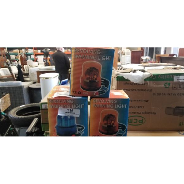 3 REVOLVING WARNING LIGHTS