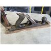 Image 5 : 2 ANTIQUE WOOD PLANES, LEVEL, PAPPER CUTTER AND ASSORTED HOUSEHOLD ITEMS