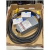 Image 1 : SQAURE D GENERAL PURPOSE ENCLOSED SWITCH, 25FT HEAVY DUTY POWER CORD, AND 2 NEW GFCI PLUGS