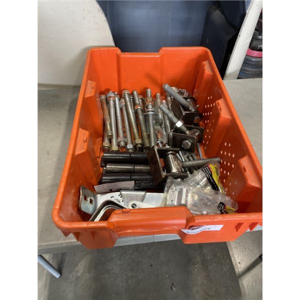 TRAY OF HEAVY DUTY HINGES, AND BOLTS, ANCHORS, LATCHES