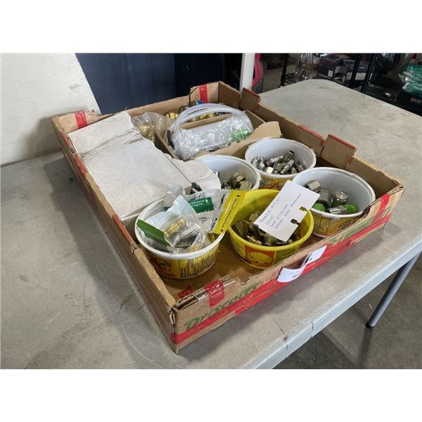 ASSORTED PLUMBING FITTINGS, VALVES, SOAP DISPENSERS, SHOWER DOOR HARDWARE