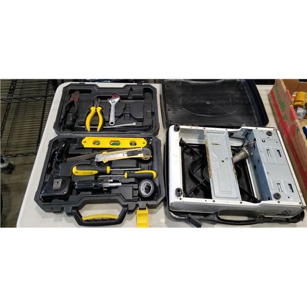 CASED STANLEY TOOL KIT AND PORTABLE GAS STOVE