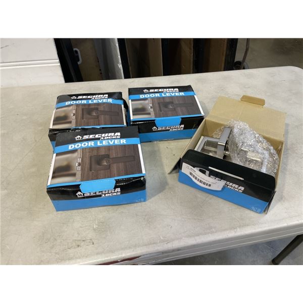 4 SECURA STAINLESS LEVER SETS - OPEN BOXES
