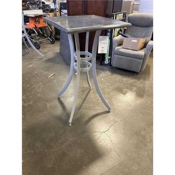 AS NE RATANA 'SEATTLE' BAR  PATIO TABLE, 36 X 36 INCH TOP AND 38 INCH TALL, ALUMINUM FRAME