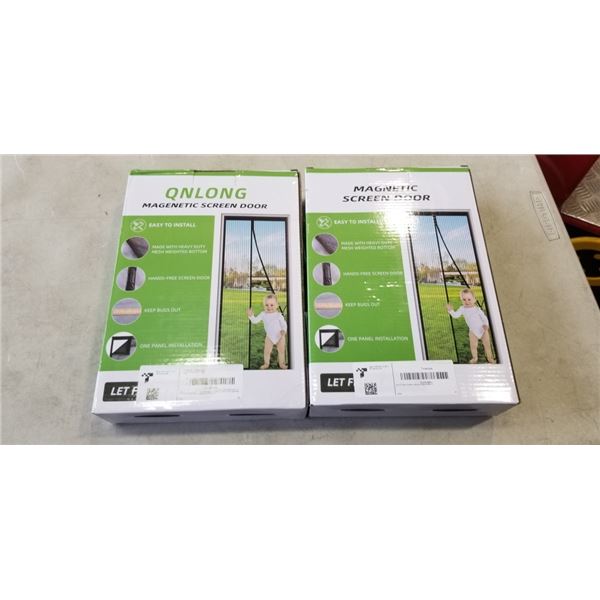 2 NEW MAGIC MESH EASY INSTAL ONE PANEL MAGNEITC BUG SCREENS, FITS UP TO 38X82 INCH DOORWAYS, INSTAL 