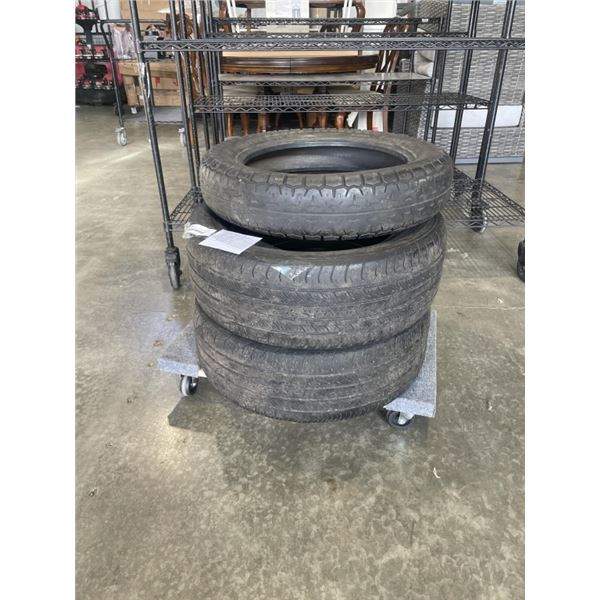 PAIR OF 215/55 R16 M+S TIRES, AND YOKOHAMA MOTORCYCLE TIRE