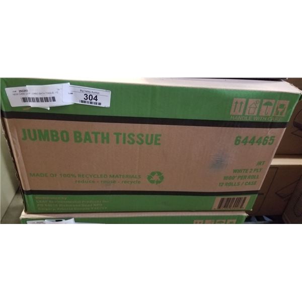 NEW CASE LEAF JUMBO BATH TISSUE -12 ROLLS, 1000FT PER ROLL