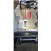 Image 5 : DELTA 10 INCH CONTRACTOR TABLE SAW WITH CUSRTOM BUILT EXTENSION AND GUIDE RAIL ATTACHED, WORKING
