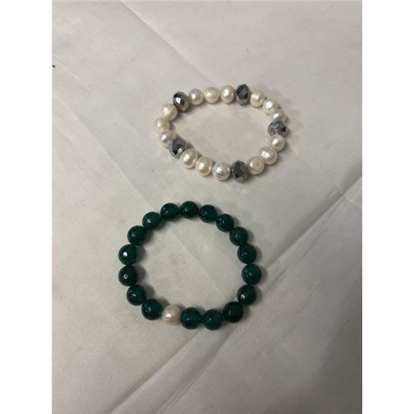 2 CULTURED FRESHWATER PEARLS AND BEADS BRACELETS