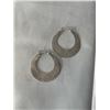 Image 1 : PAIR OF BRUSHED STERLING SILVER HOOP EARRINGS MARKED 925