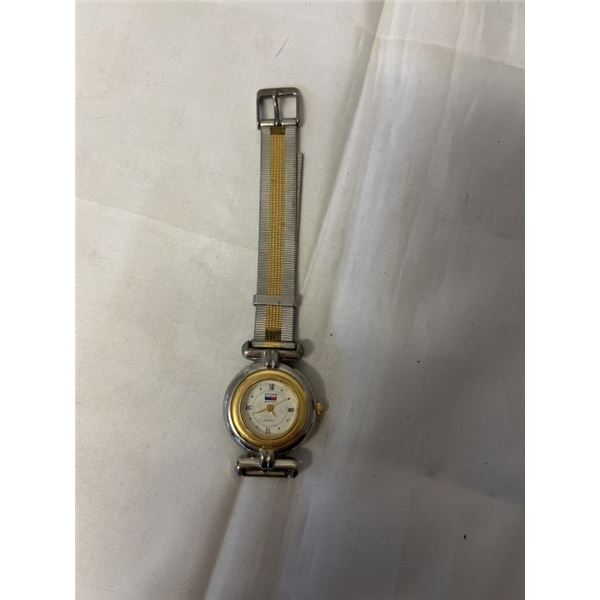 TOMMY HILFFEGER QUARTZ WATCH, 2-TONE STAINLESS STEEL BATTERY REQUIRED