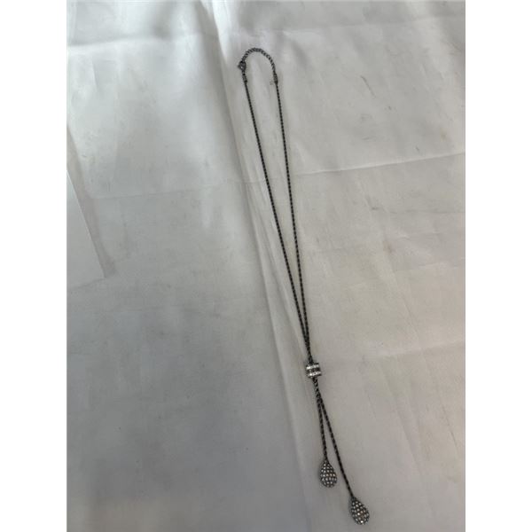 VINTAGE GUN METAL W/ AURORA BOREALIS RHINESTONES NECKLACE