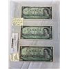 Image 1 : 3 CANADIAN 1967 CENTENNIAL $1 BILLS W/ SERIAL NUMBER 1867-1967