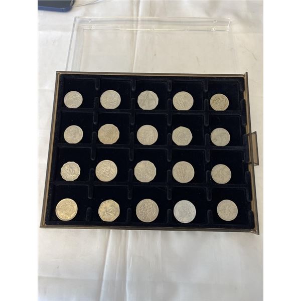 TRAY OF 20 SILVER COINS, 19 ARE GENUINE SILVER