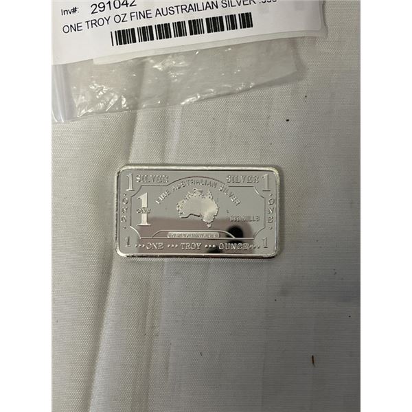 ONE TROY OZ FINE AUSTRAILIAN SILVER .999 - NOT AUTHENTIC SILVER