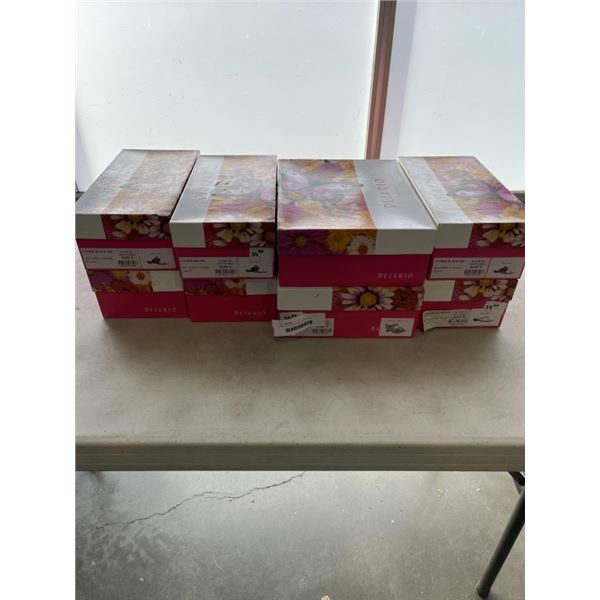 8 NEW PAIRS OF LADIES SHOES AND BOOTS, ASSORTED SIZE