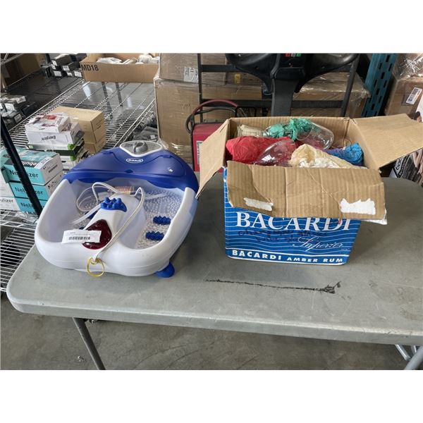 DR SCHOLLS FOOT BATH AND ASOSRTED GLASS WARE