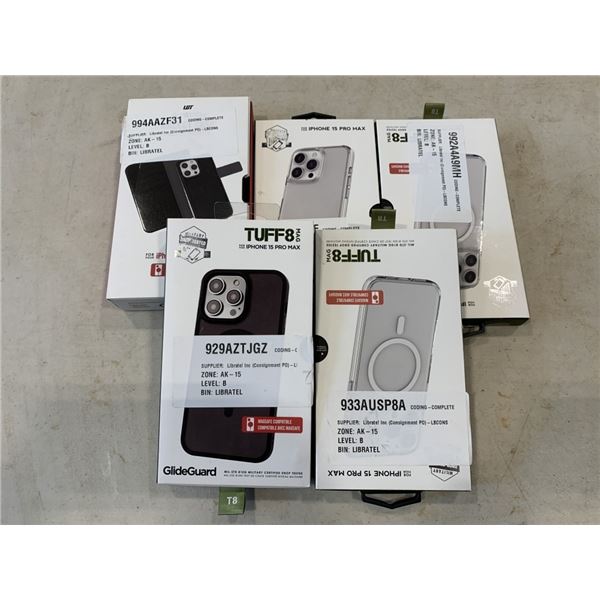 IPHONE 15 PRO MAX WALLET CASE AND 4 CASES