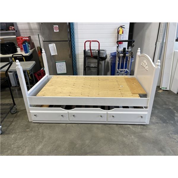 WHITE SINGLE SIZE TRUNDLE BEDFRAME