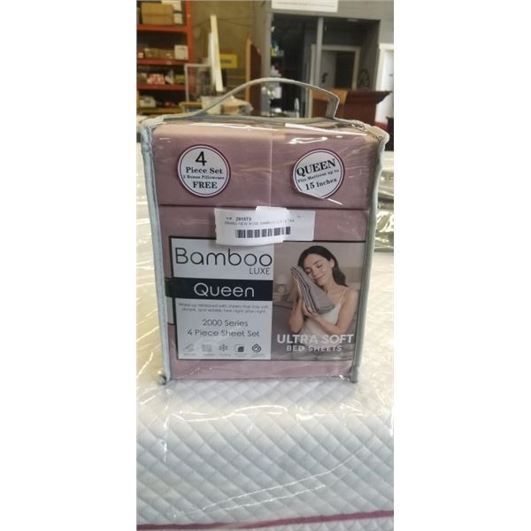 BRAND NEW ROSE BAMBOO LUX ULTRA SOFT QUEENSIZE SHEET SET - COOLING AND HEALTHCARE APPROVED - EXTRA D