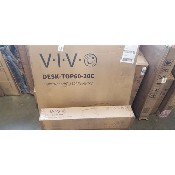 VIVO BLACK 60'X30' TABLE TOP AND BLACK ELECTRIC DUAL MOTOR DESK FRAME