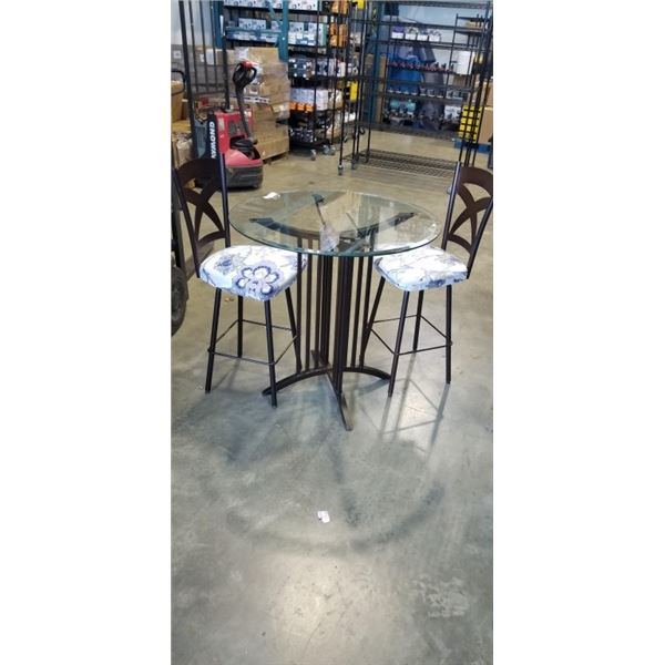 3PC GLASS TOP BAR HEIGHT BISTRO SET