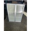 Image 1 : GLASS DOOR 2 DOOR CUPBOARD, 30 INCH WIDE, 39 INCH TALL AND 13 INCH DEEP